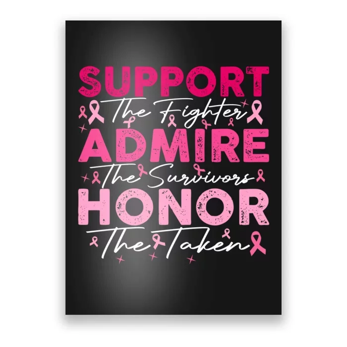 Breast Pink Support Admire Honor Breast Cancer Awareness Poster