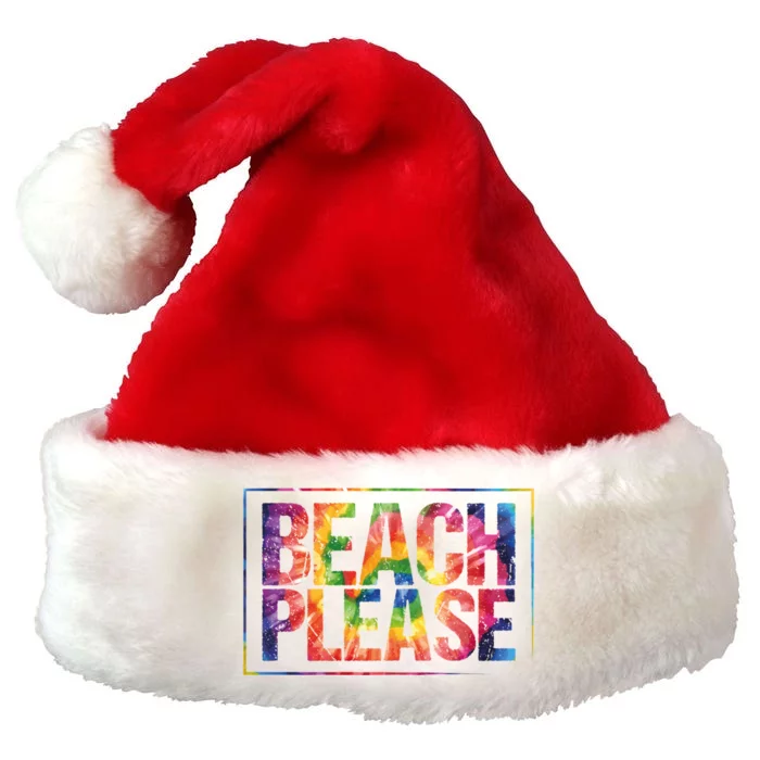 Beach Please Summer Vacation Holiday Rainbow Funny Gift Premium Christmas Santa Hat