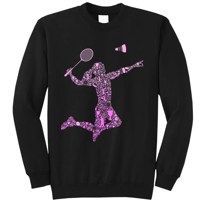 Badminton Player Shuttlecock Women Tall Sweatshirt