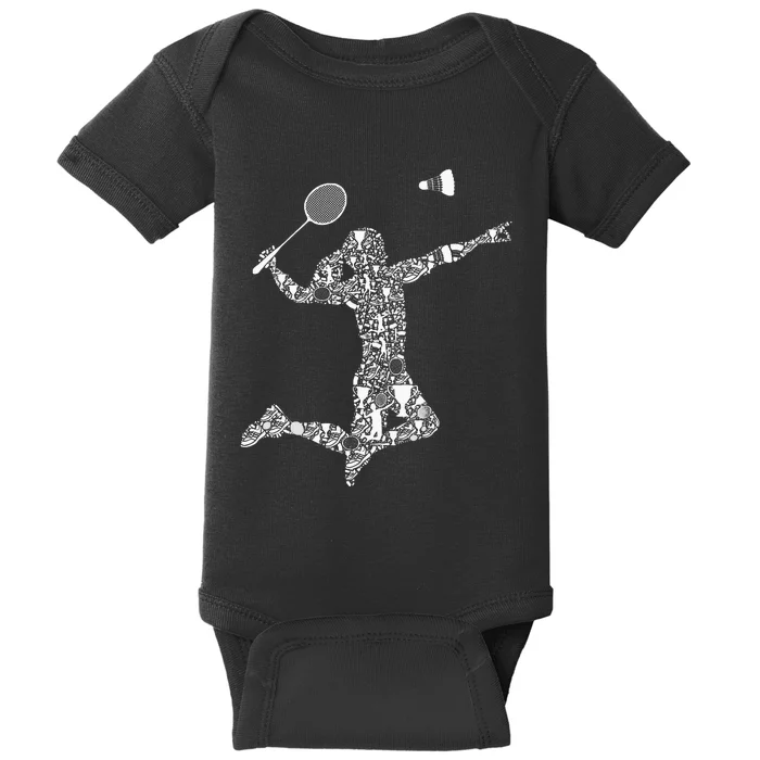 Badminton Player Shuttlecock Women Baby Bodysuit