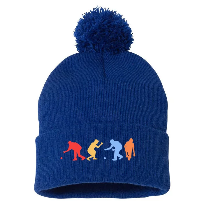 Boccia Player Silhouette Boccia Bocce Ball Player Gift Pom Pom 12in Knit Beanie