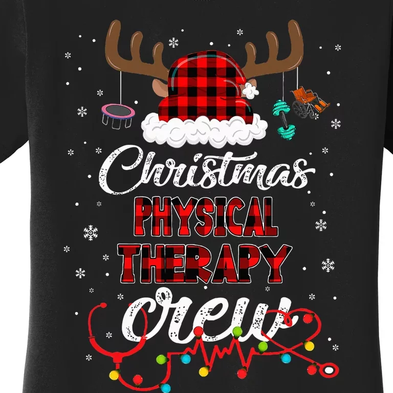 Buffalo Plaid Santa Hat Christmas Physical Therapy Crew Women's T-Shirt