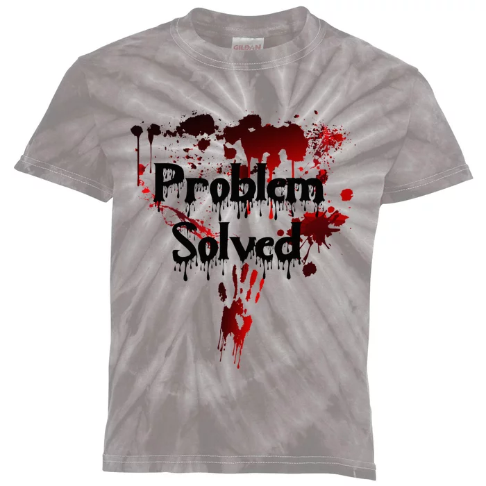 Bloody Problem Solved Halloween Scary Horror Print Effect Kids Tie-Dye T-Shirt