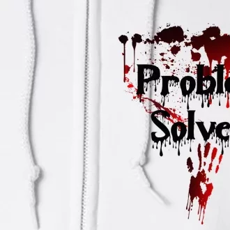 Bloody Problem Solved Halloween Scary Horror Print Effect Full Zip Hoodie