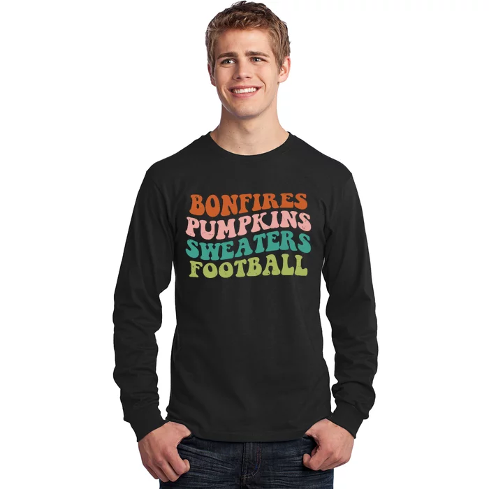 Bonfires Pumpkins Sweaters Football Fall Season Long Sleeve Shirt