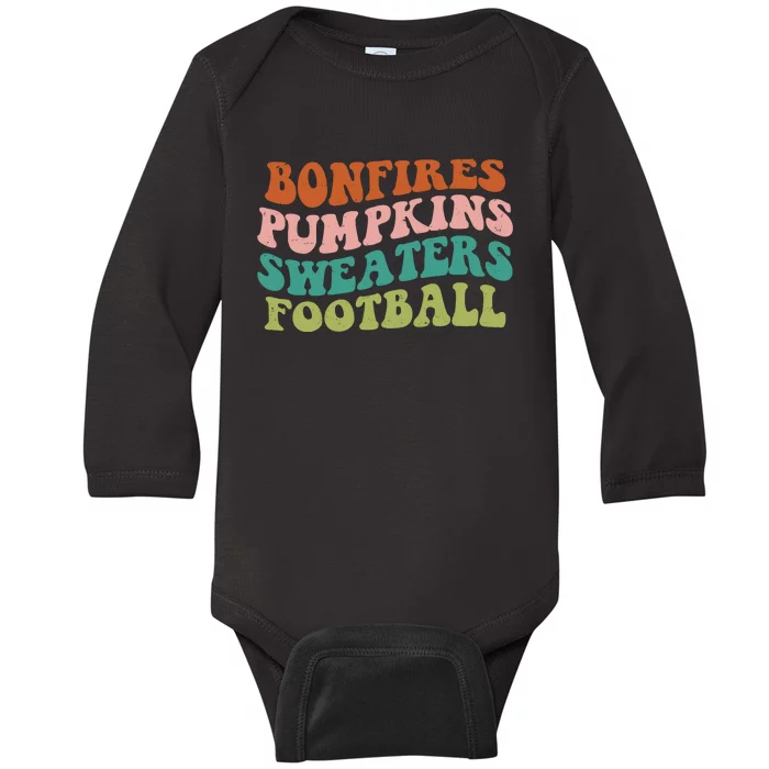 Bonfires Pumpkins Sweaters Football Fall Season Baby Long Sleeve Bodysuit