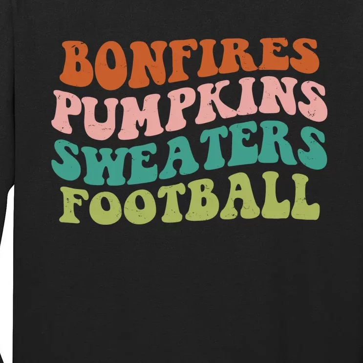 Bonfires Pumpkins Sweaters Football Fall Season Tall Long Sleeve T-Shirt