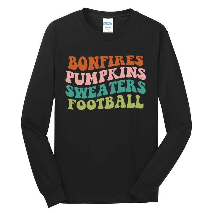 Bonfires Pumpkins Sweaters Football Fall Season Tall Long Sleeve T-Shirt