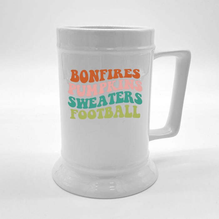 Bonfires Pumpkins Sweaters Football Fall Season Front & Back Beer Stein