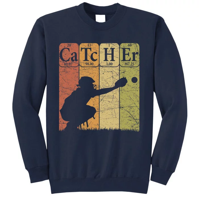 Baseball Periodic Table Elements Nerd Baseball Catcher Retro Tall Sweatshirt