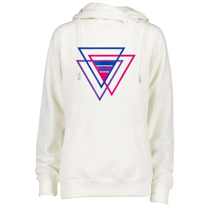 Bi Pride Triangle Shirt, BiSexual Pride Gift, Bi Flag Tee Womens Funnel Neck Pullover Hood