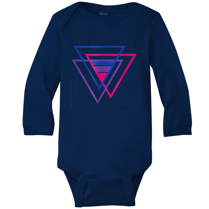 Bi Pride Triangle Shirt, BiSexual Pride Gift, Bi Flag Tee Baby Long Sleeve Bodysuit