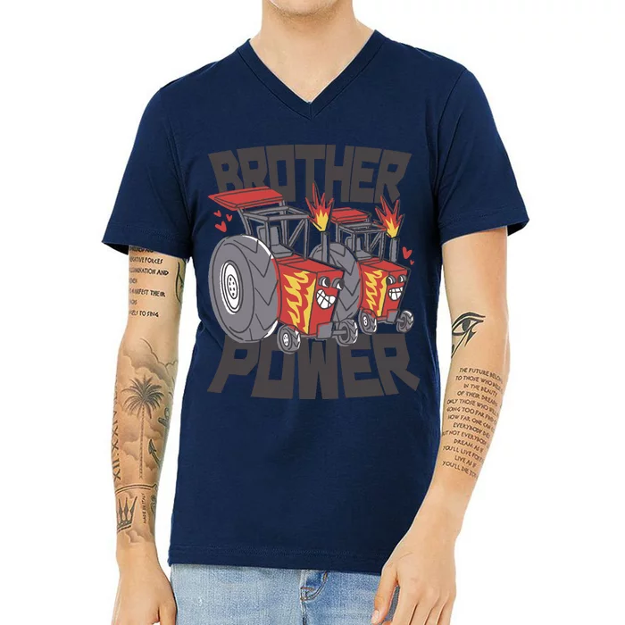 Brother Power Tractor V-Neck T-Shirt