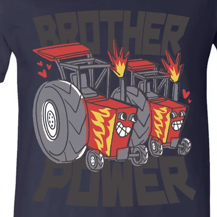 Brother Power Tractor V-Neck T-Shirt