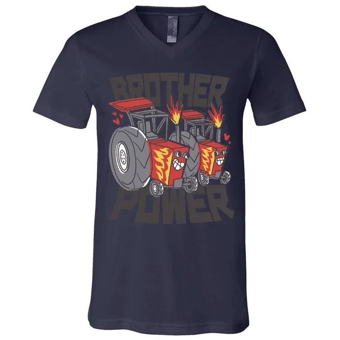 Brother Power Tractor V-Neck T-Shirt