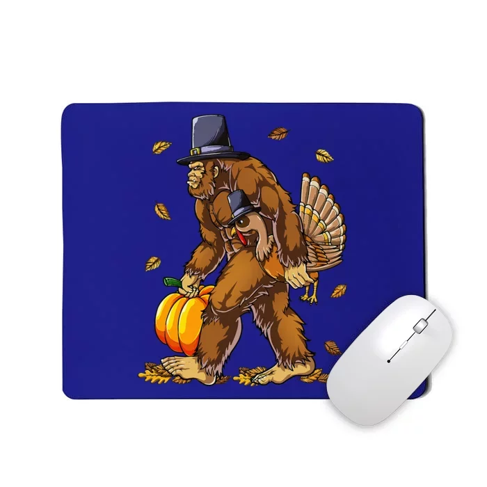 Bigfoot Pilgrim Turkey Pumpkin Thanksgiving Day Mousepad