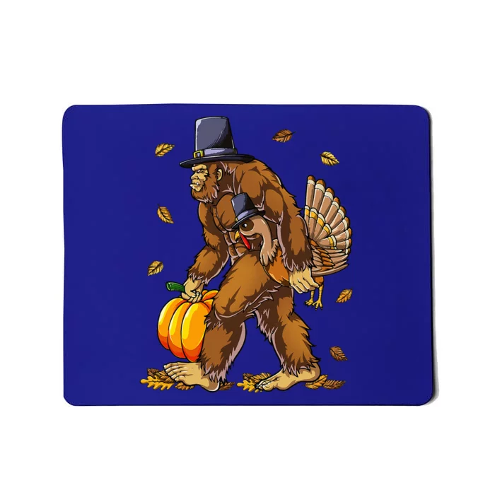 Bigfoot Pilgrim Turkey Pumpkin Thanksgiving Day Mousepad