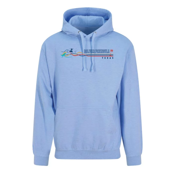 Bolivar Peninsula Texas Vintage Surfboarder Gift Unisex Surf Hoodie