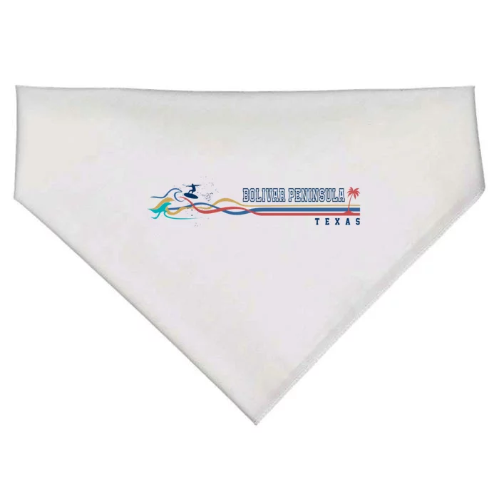 Bolivar Peninsula Texas Vintage Surfboarder Gift USA-Made Doggie Bandana