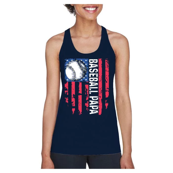 Baseball Papa Tee Coach Fathers Day Women's Racerback Tank