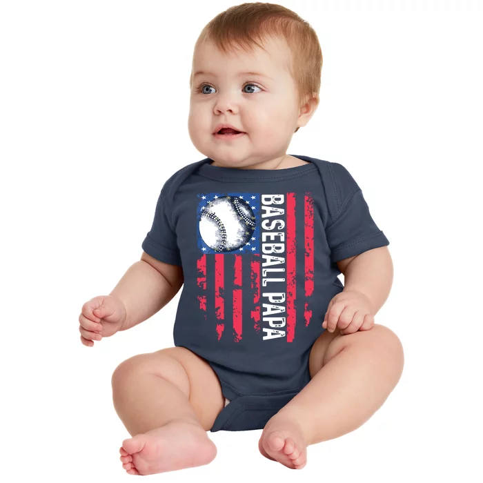 Baseball Papa Tee Coach Fathers Day Baby Bodysuit