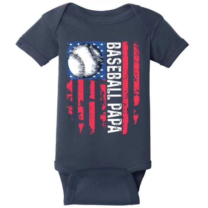 Baseball Papa Tee Coach Fathers Day Baby Bodysuit