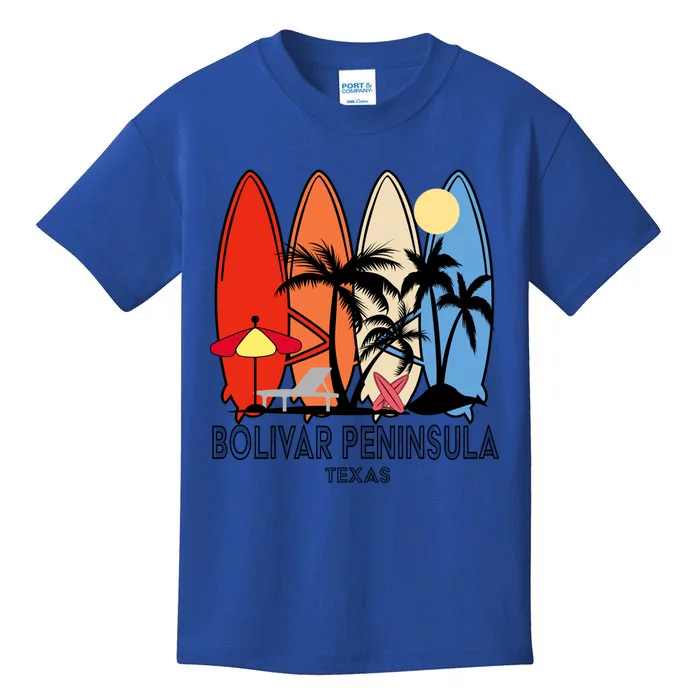 Bolivar Peninsula Texas Retro Surfer Vintage Gift Kids T-Shirt