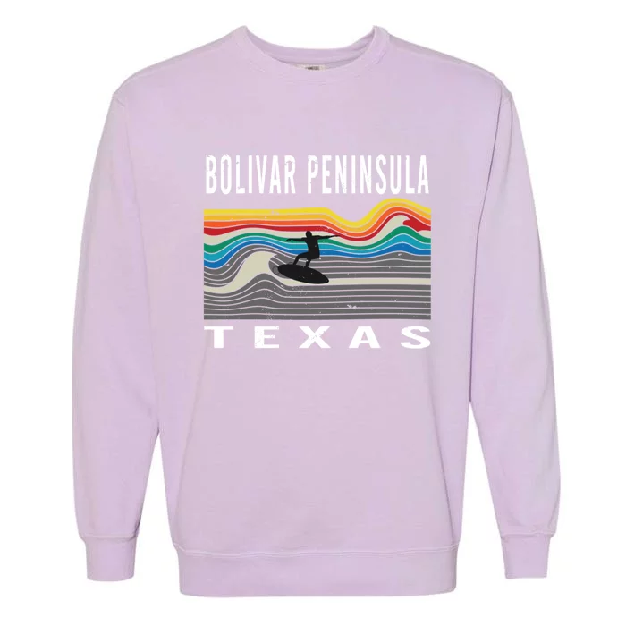 Bolivar Peninsula Texas Surfing Souvenir Meaningful Gift Garment-Dyed Sweatshirt