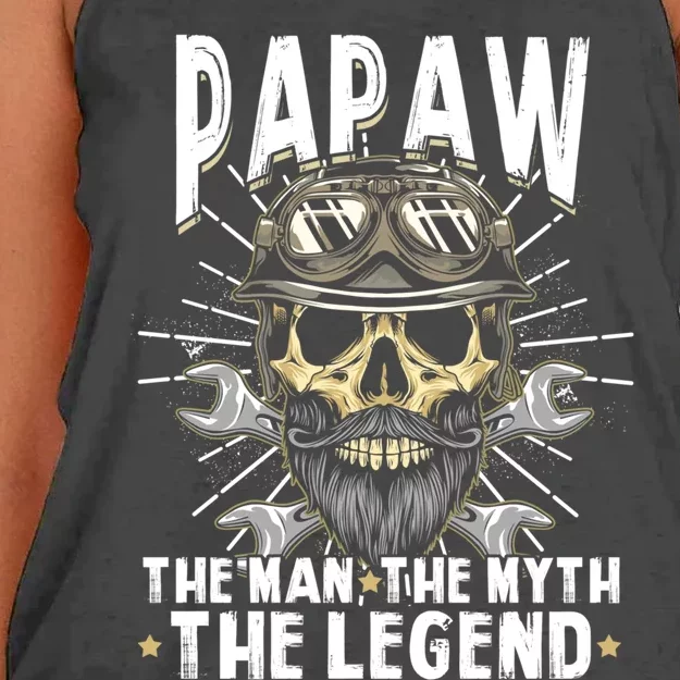 Biker Papaw The Myth Legend Motorcycle Gift Father Day Cute Gift Women's Knotted Racerback Tank