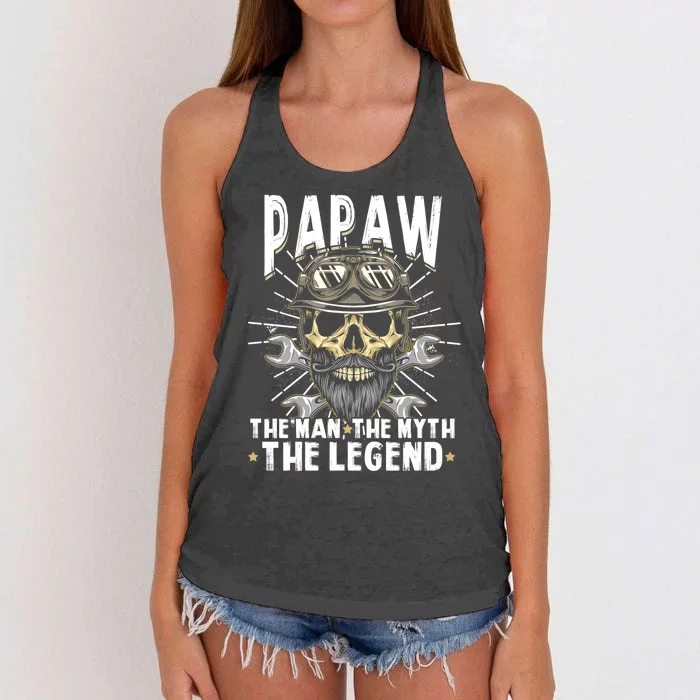 Biker Papaw The Myth Legend Motorcycle Gift Father Day Cute Gift Women's Knotted Racerback Tank