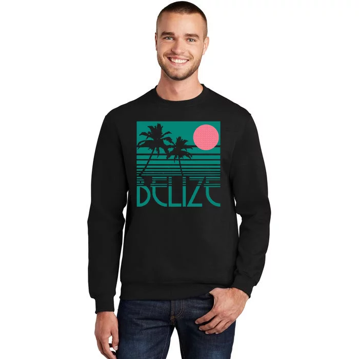 Belize Palm Trees Surf Vintage Retro Souvenir Sweatshirt