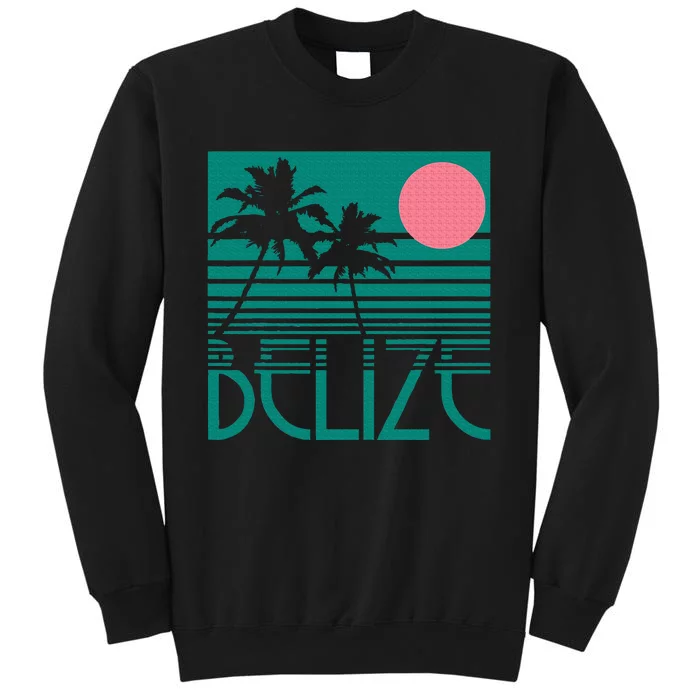 Belize Palm Trees Surf Vintage Retro Souvenir Sweatshirt