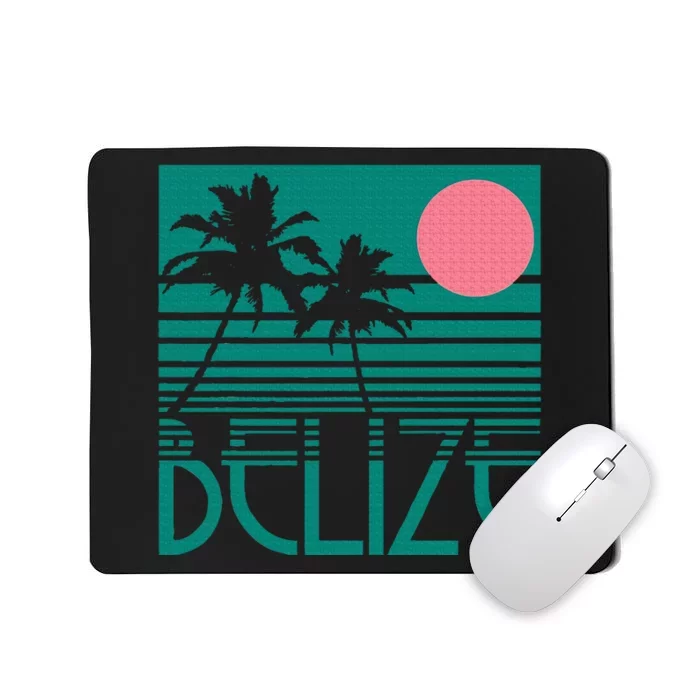 Belize Palm Trees Surf Vintage Retro Souvenir Mousepad