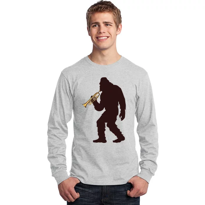 Bigfoot Playing Trumpet Music Funny Musical Instruments Tall Long Sleeve T-Shirt