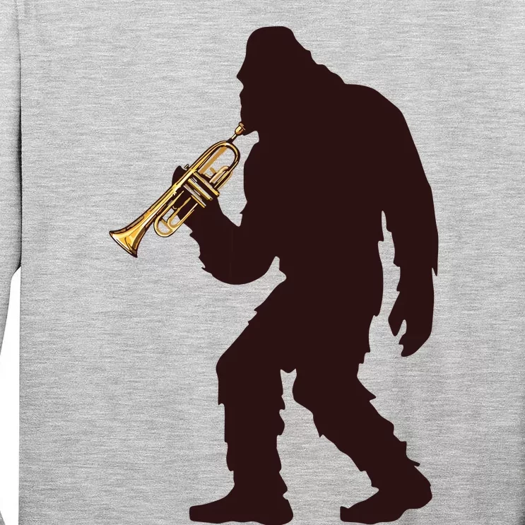 Bigfoot Playing Trumpet Music Funny Musical Instruments Tall Long Sleeve T-Shirt