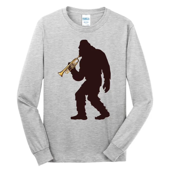 Bigfoot Playing Trumpet Music Funny Musical Instruments Tall Long Sleeve T-Shirt