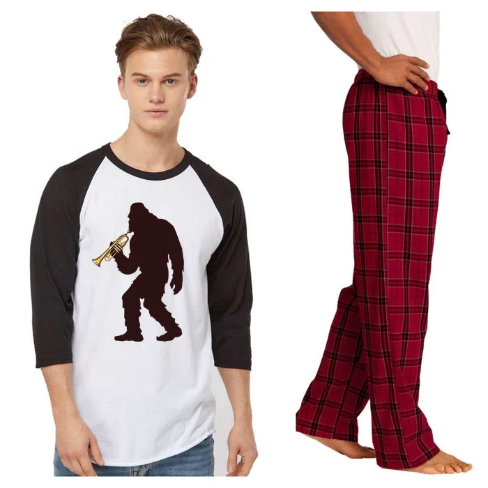 Bigfoot Playing Trumpet Music Funny Musical Instruments Raglan Sleeve Pajama Set