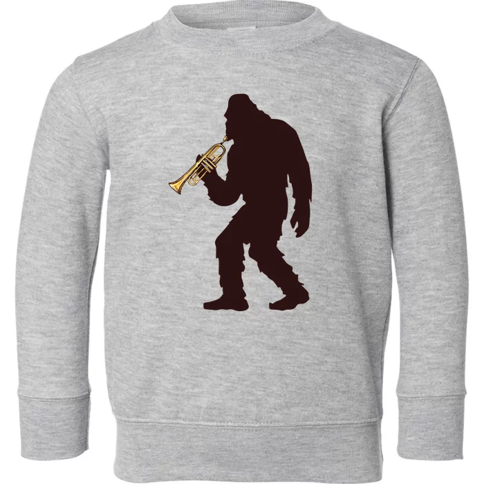 Bigfoot Playing Trumpet Music Funny Musical Instruments Toddler Sweatshirt