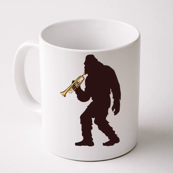 Bigfoot Playing Trumpet Music Funny Musical Instruments Front & Back Coffee Mug