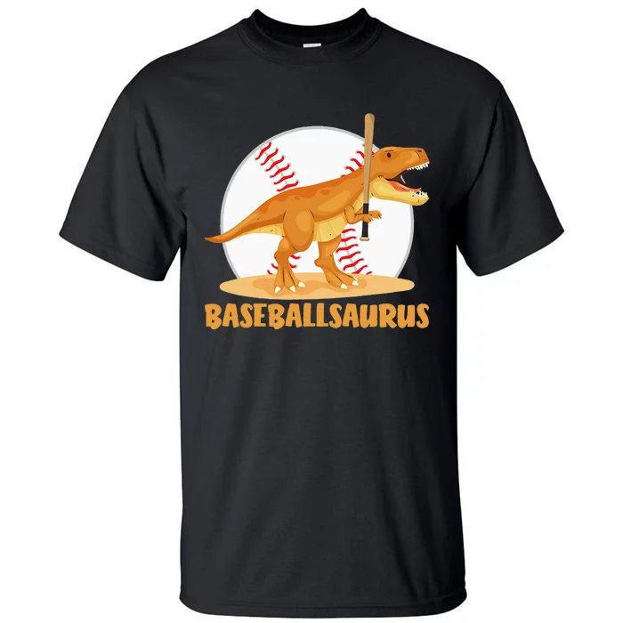 Baseball Playing Trex Funny Dino Sport Tall T-Shirt