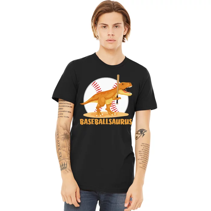 Baseball Playing Trex Funny Dino Sport Premium T-Shirt