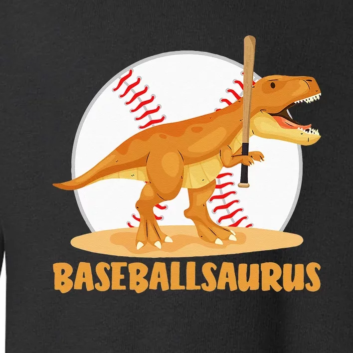 Baseball Playing Trex Funny Dino Sport Toddler Sweatshirt