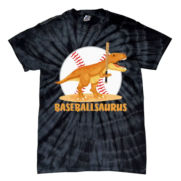 Baseball Playing Trex Funny Dino Sport Tie-Dye T-Shirt