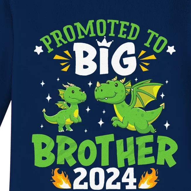 Boy Promoted To Big Brother 2024 Cute Dragons Baby Long Sleeve Bodysuit