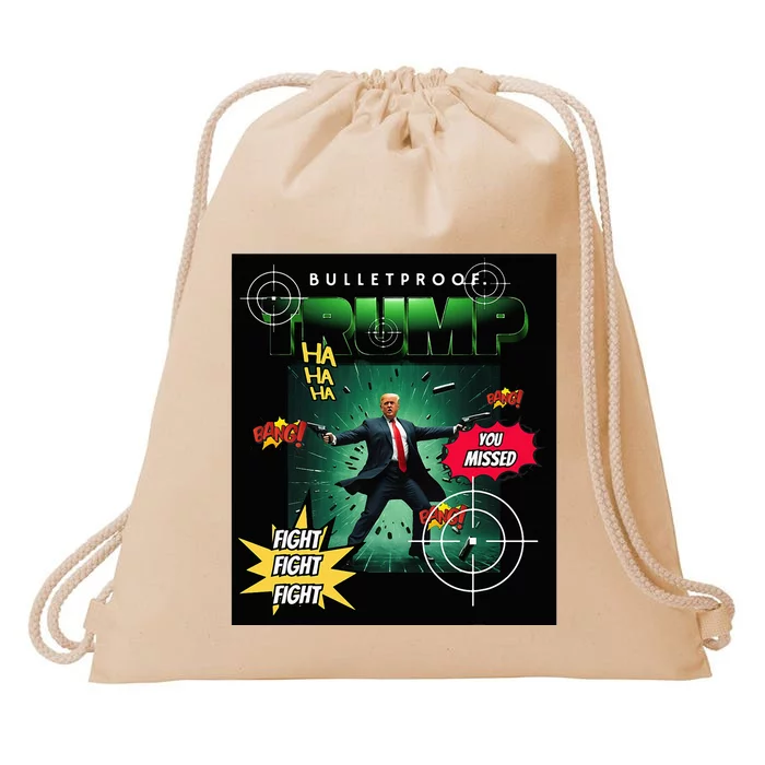 Bullet Proof Trump You Missed Comic Book Drawstring Bag