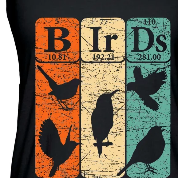 Birds Periodic Table Elements Birdwatching Ornithology Ladies Essential Flowy Tank