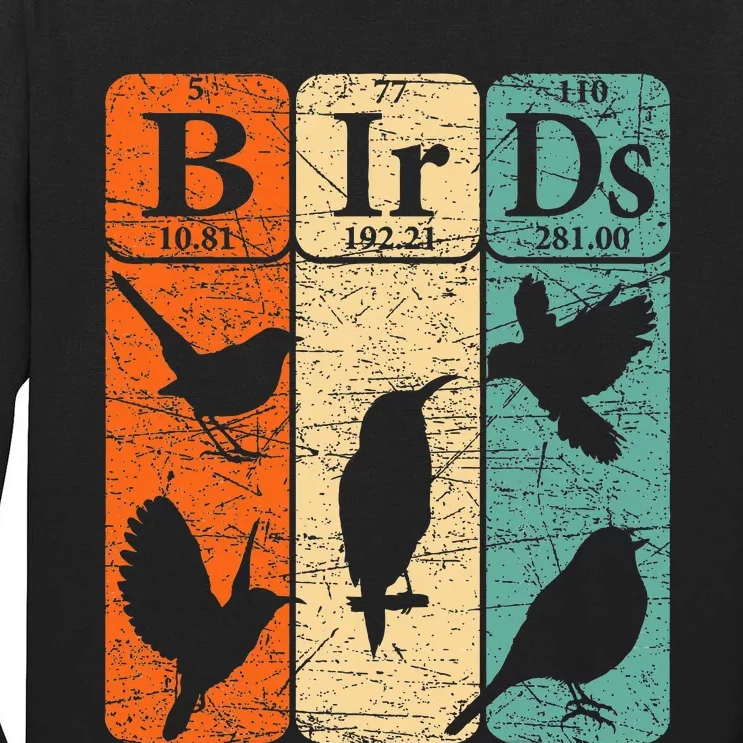 Birds Periodic Table Elements Birdwatching Ornithology Tall Long Sleeve T-Shirt