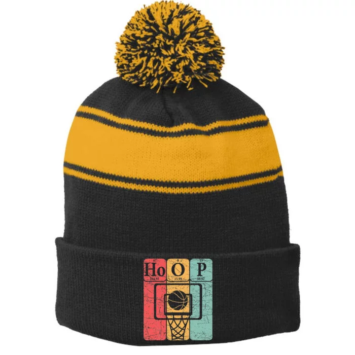 Basketball Periodic Table Elements Science Nerd Basketballer Stripe Pom Pom Beanie