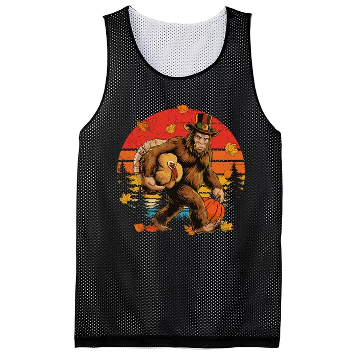 Bigfoot Pilgrim Turkey Pumpkin Thanksgiving Day Boy Mesh Reversible Basketball Jersey Tank