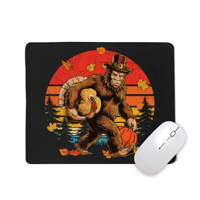 Bigfoot Pilgrim Turkey Pumpkin Thanksgiving Day Boy Mousepad